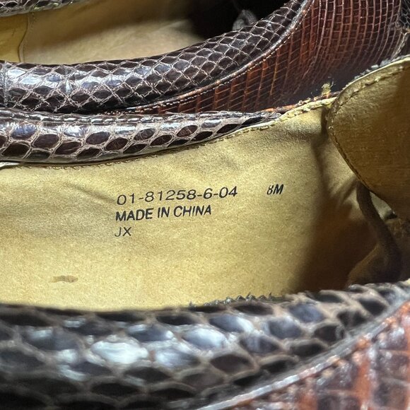 Vintage Jonathan Richards Men's Brown Genuine Leather Snakeskin Derby Shoes 8M - Picture 8 of 11